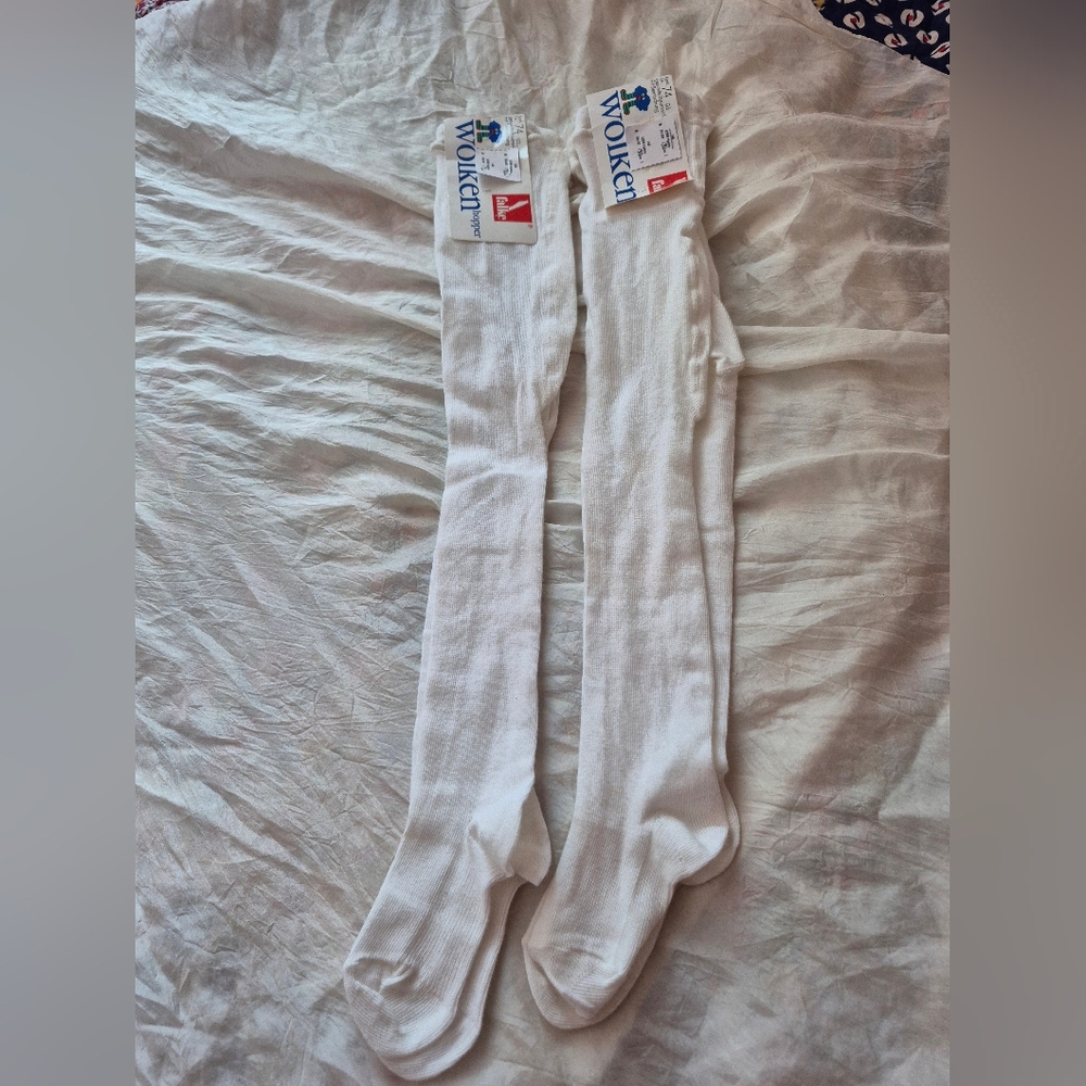 Falke Cotton Blend Tights 2 Pairs Baby Size 9- 12 Months White